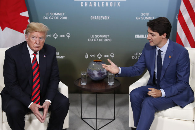 U.S. President Donald Trump meets with Canada's Prime Minister Trudeau in bilateral meeting at G7 Summit in Charlevoix, Canada